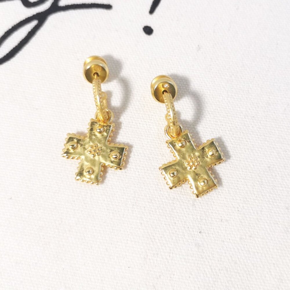 Julie Vos Hoop & Charm Earrings - Canterbury - Gold